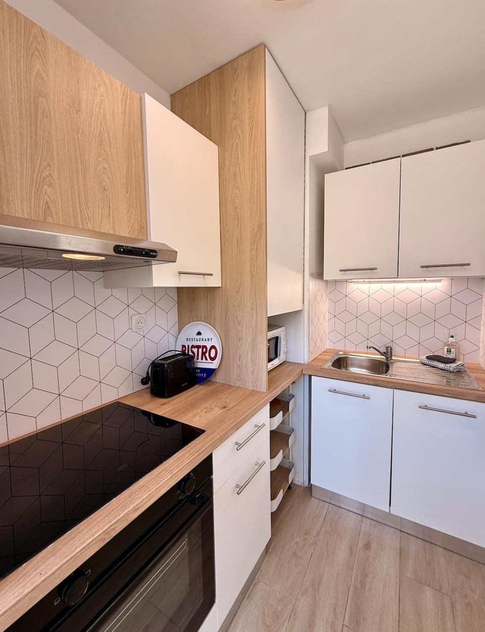 Kitchen or kitchenette, stove, kitchen