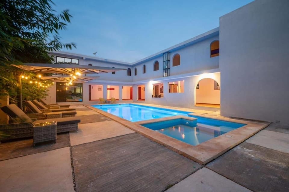 Night, Pool view, Swimming pool