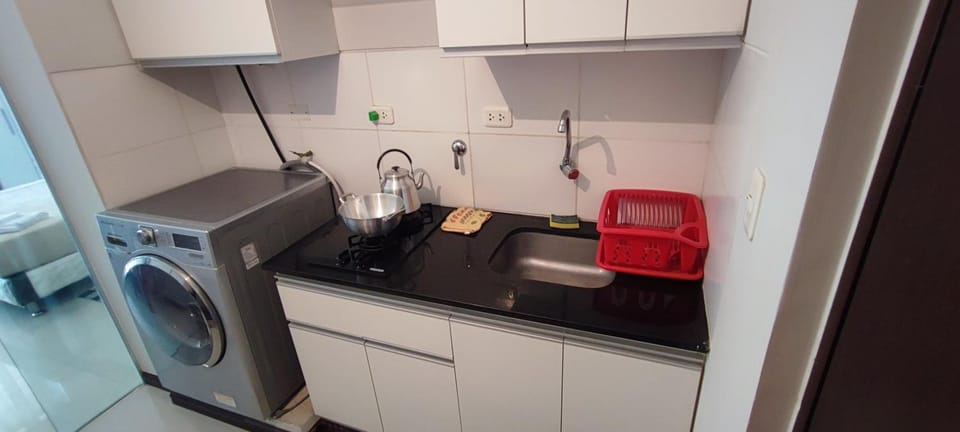 Kitchen or kitchenette, washing machine
