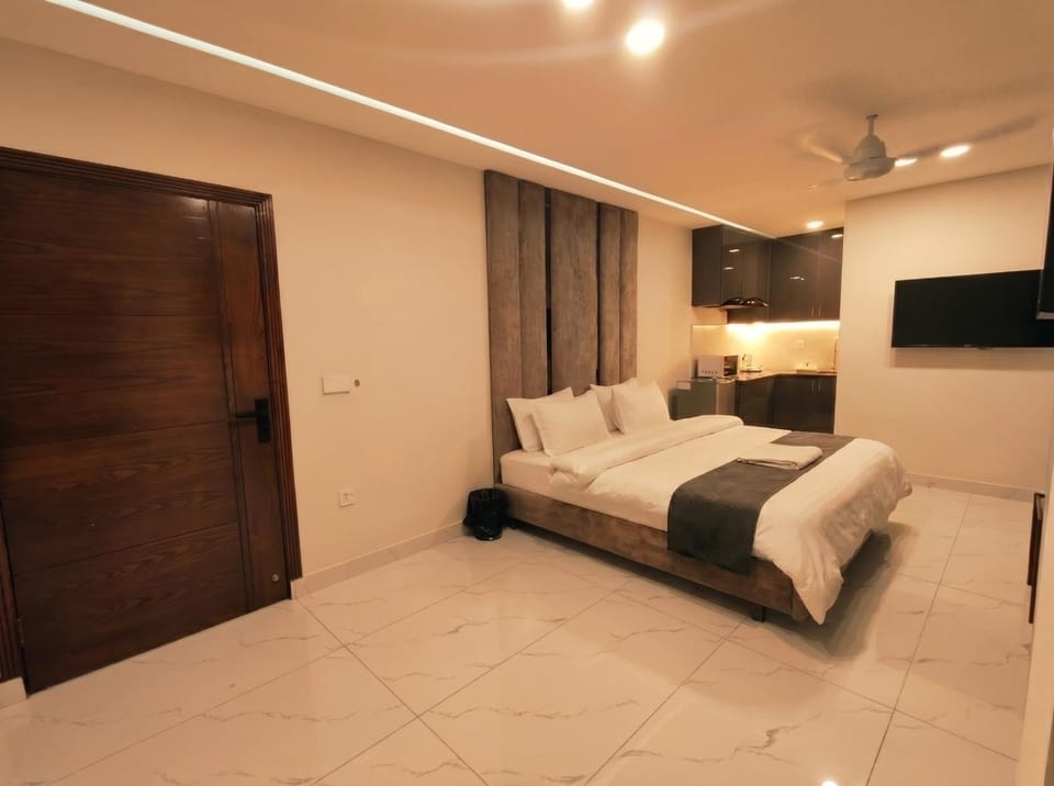 Bed, TV and multimedia, Living room, Photo of the whole room, Seating area, Bedroom, fireplace, wardrobe, air conditioner