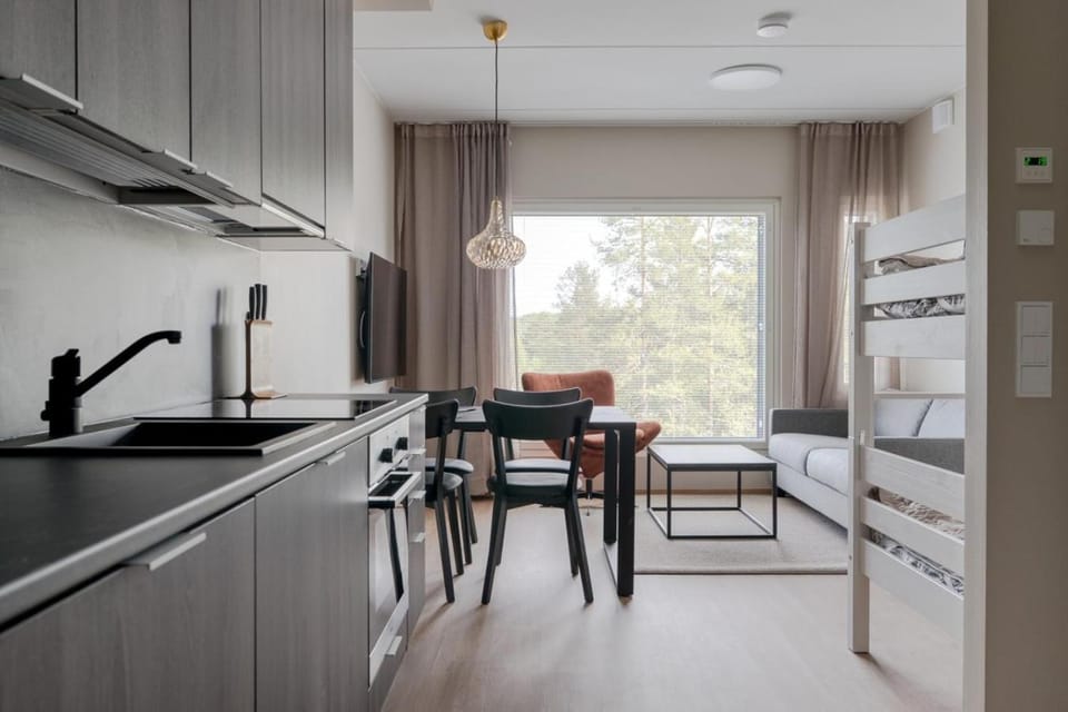 Kitchen or kitchenette, Living room, Dining area