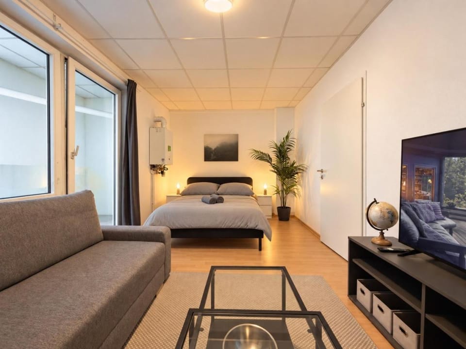 Bed, TV and multimedia, Living room, Seating area, Bedroom