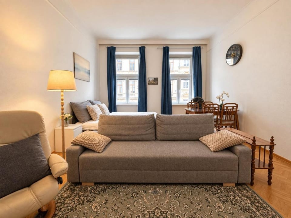 Bed, Living room, Photo of the whole room, Seating area, Bedroom