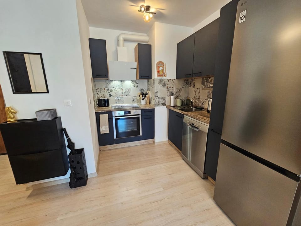 Kitchen or kitchenette, dishwasher, oven, stove, toaster