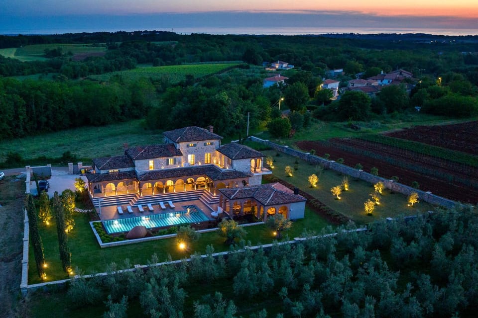 Property building, Night, Bird's eye view, Garden, Sunset