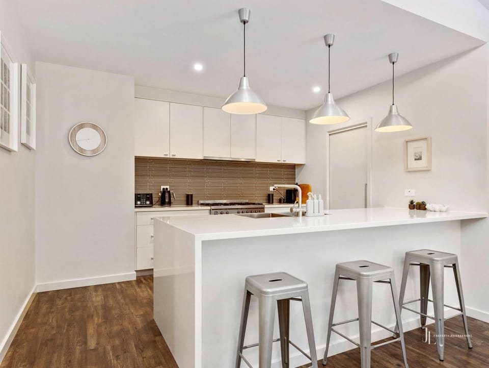 Kitchen or kitchenette, stove