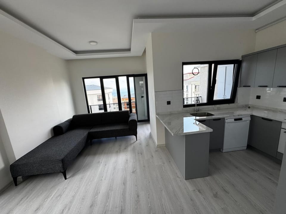 Kitchen or kitchenette, Living room, Seating area, Dining area
