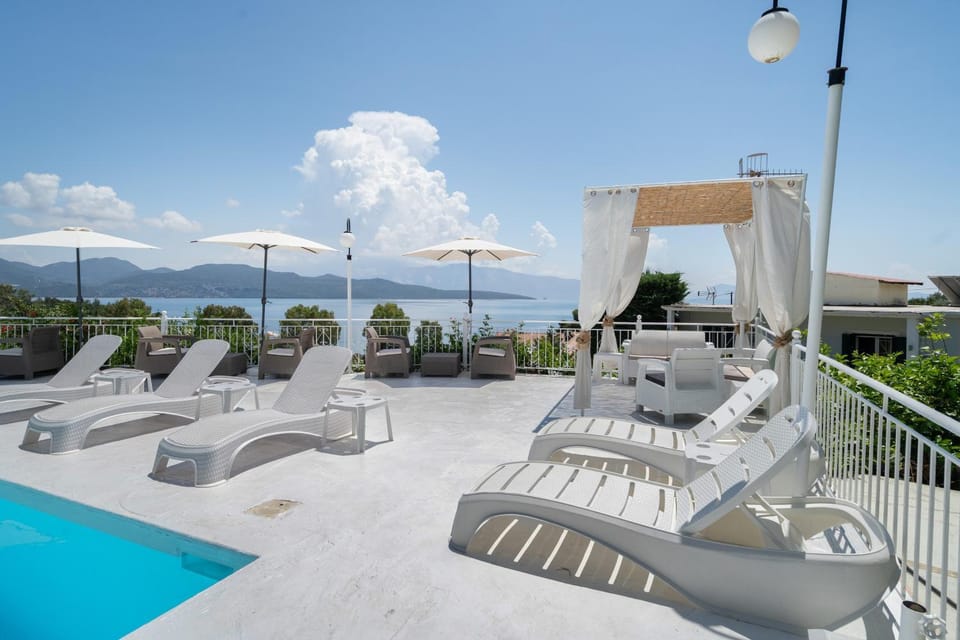 Property building, Living room, Swimming pool