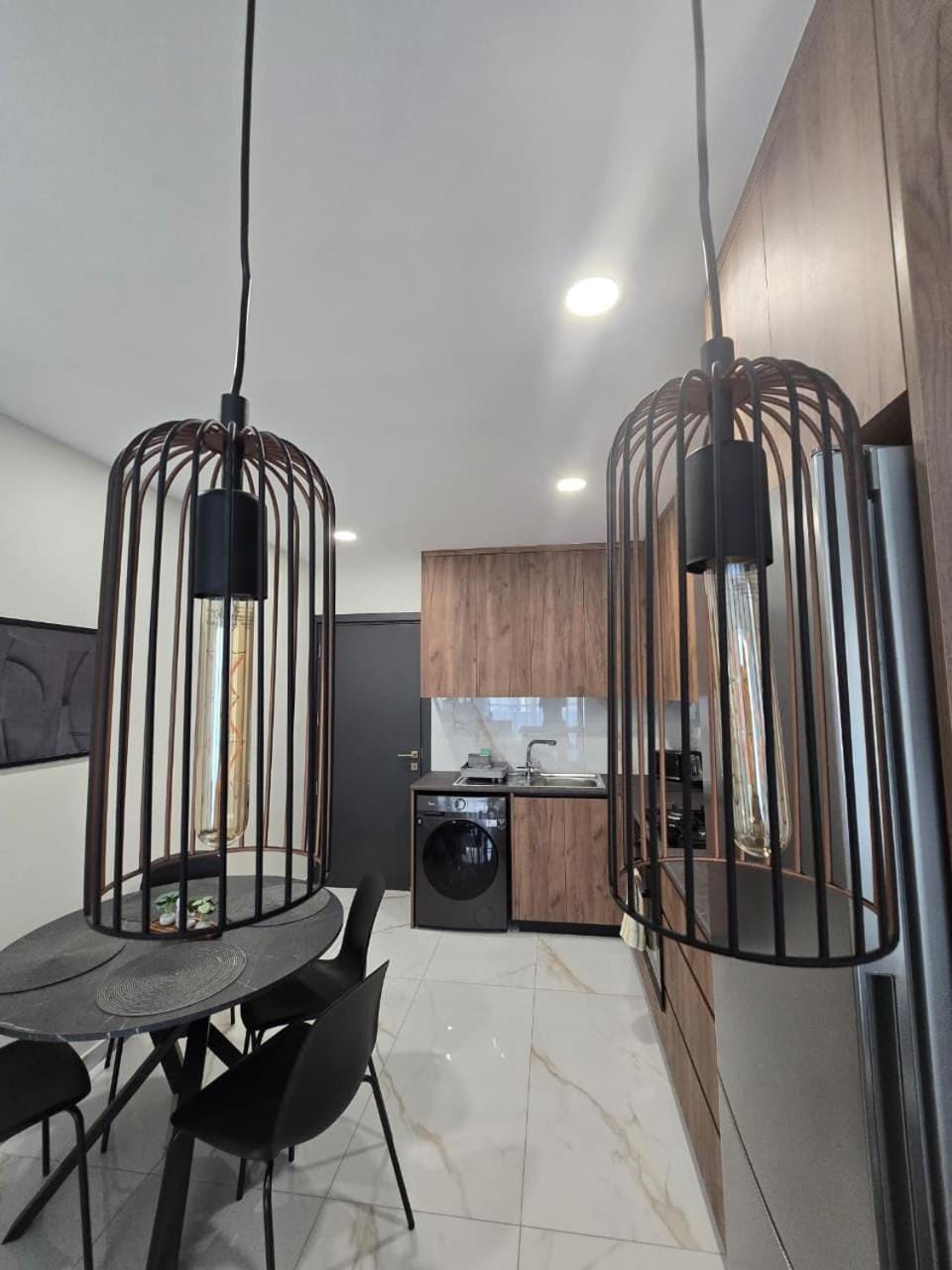 Kitchen or kitchenette, Living room, Dining area, stove