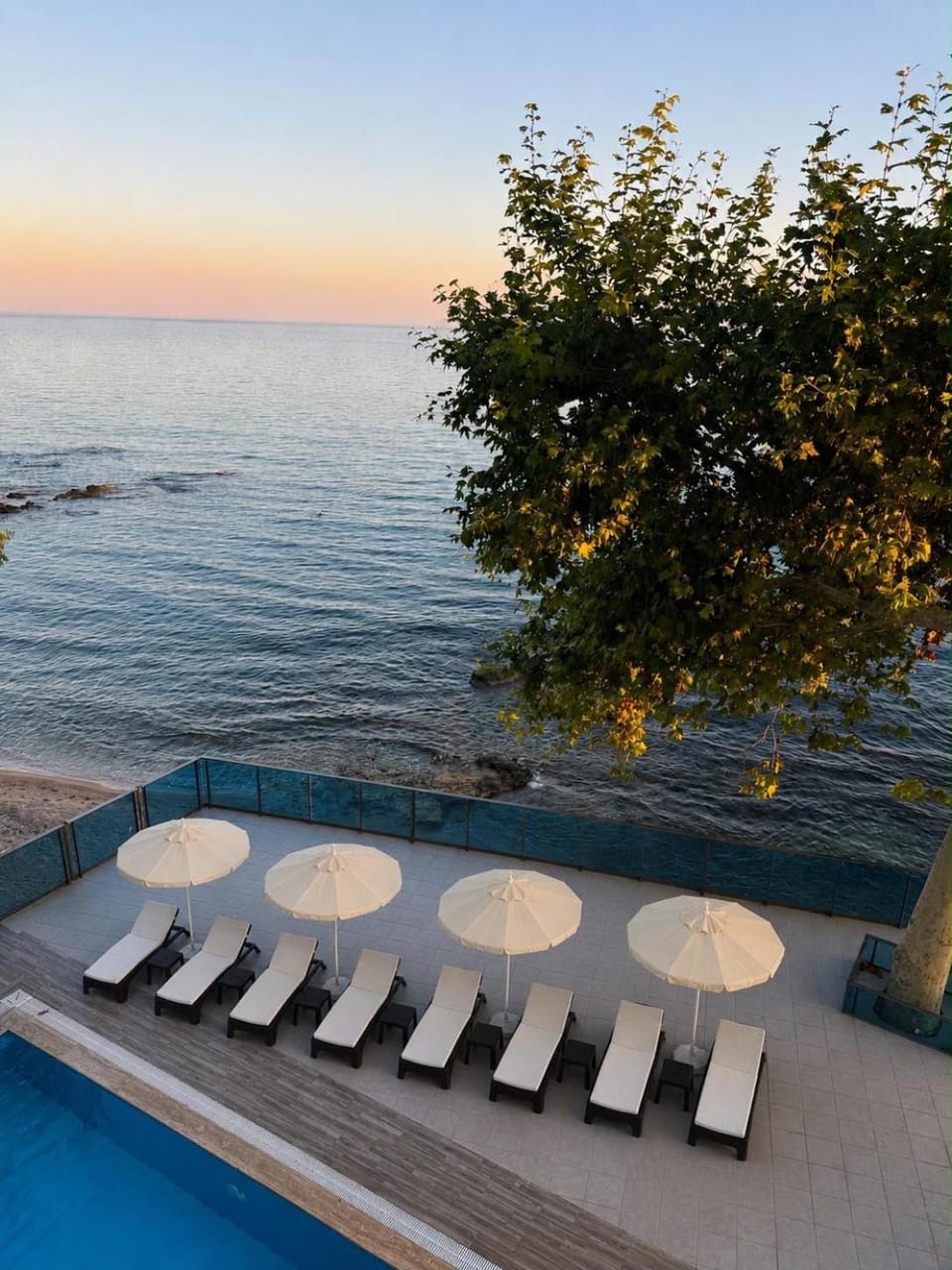 Patio, Day, Natural landscape, Pool view, Sea view, Swimming pool, sunbed