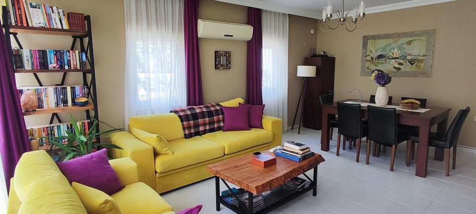 Library, Living room, Seating area, Dining area, air conditioner