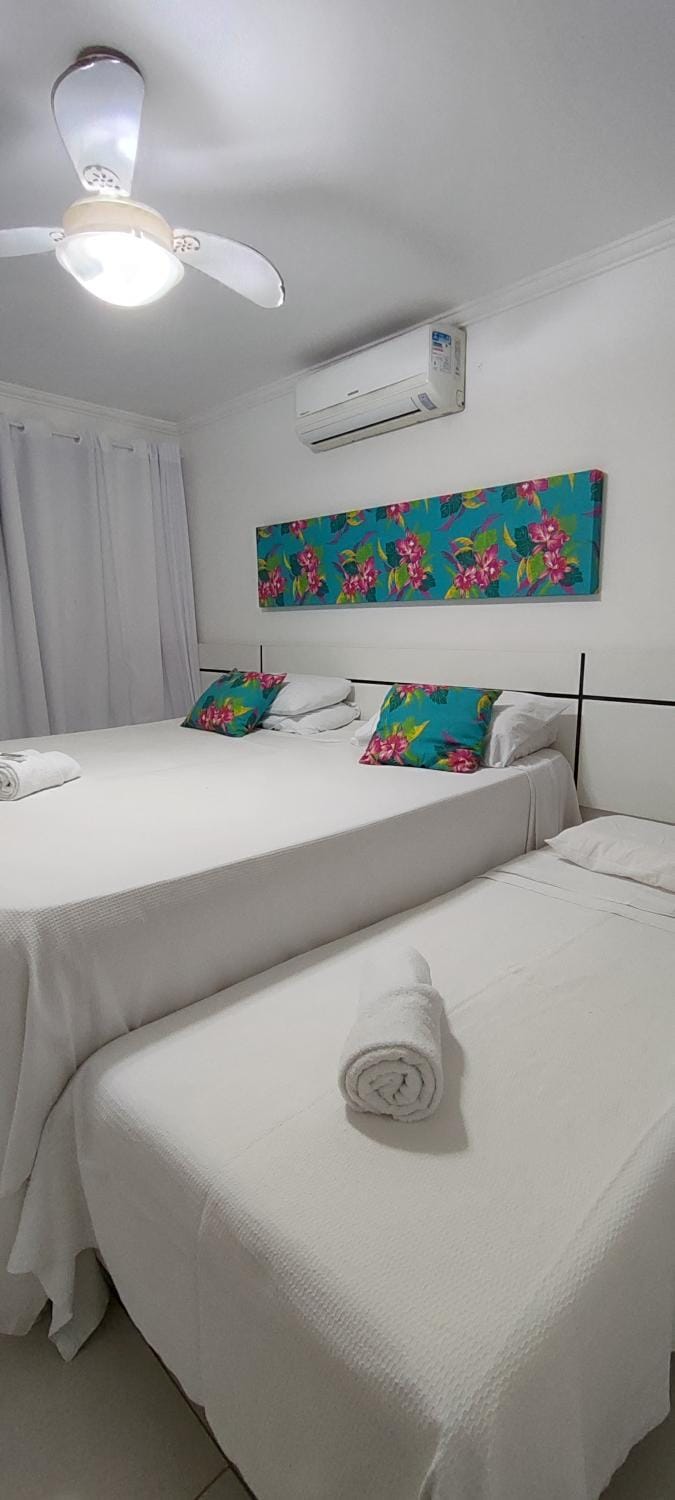 Bed, fireplace, towels, air conditioner