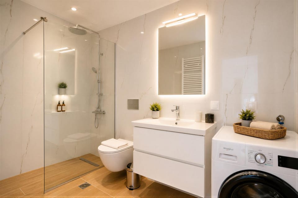 Shower, Bathroom, washing machine