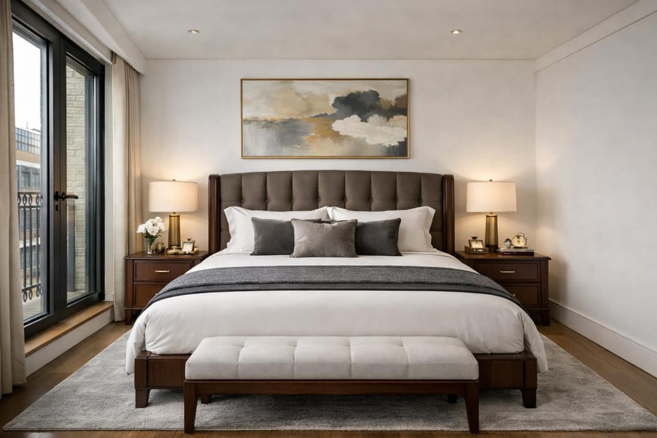 Bed, Living room, Photo of the whole room, Seating area, Bedroom