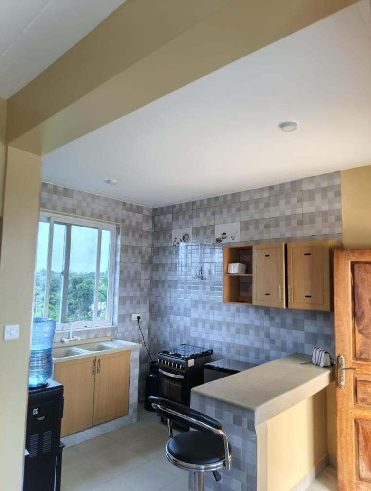 Kitchen or kitchenette, Living room, Seating area, Dining area, stove