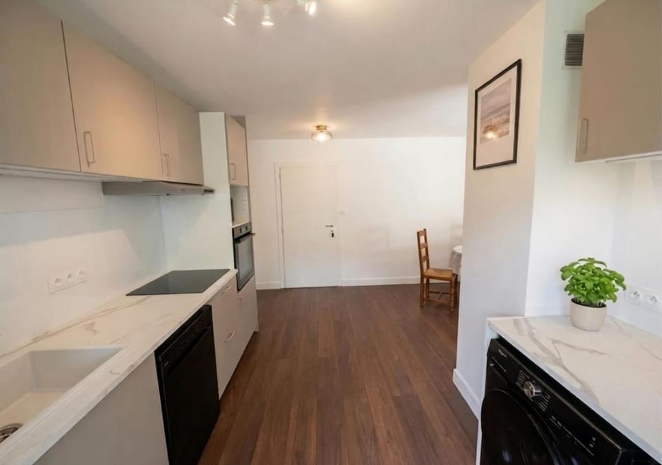 Kitchen or kitchenette, oven, stove