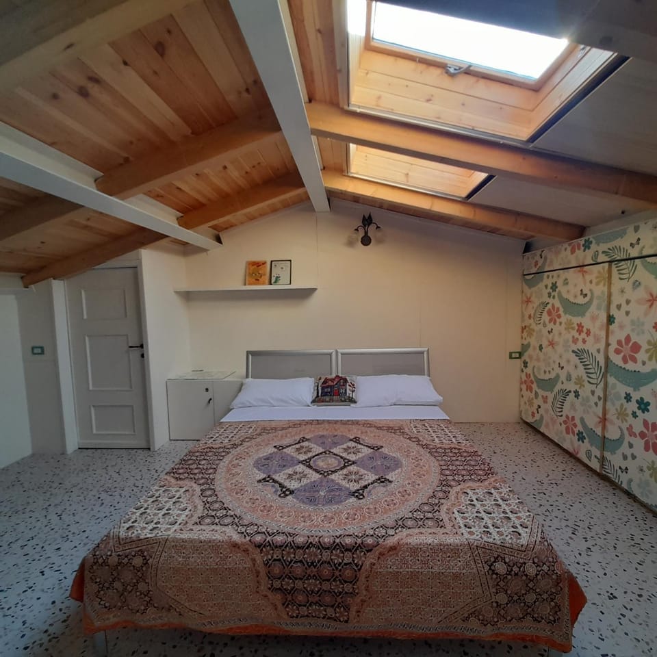 Bed, wardrobe