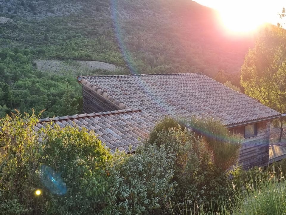 Property building, Natural landscape, Mountain view, Sunset