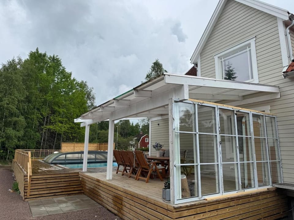 large house with pool in Småland near river Villa in Sweden
