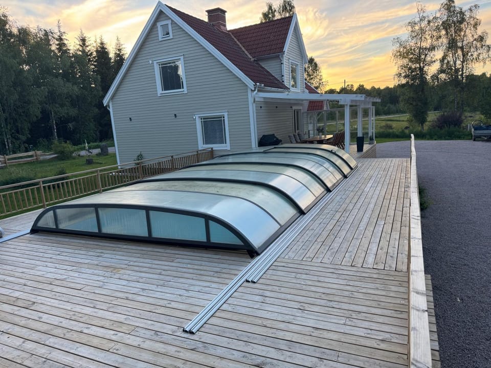 large house with pool in Småland near river Villa in Sweden