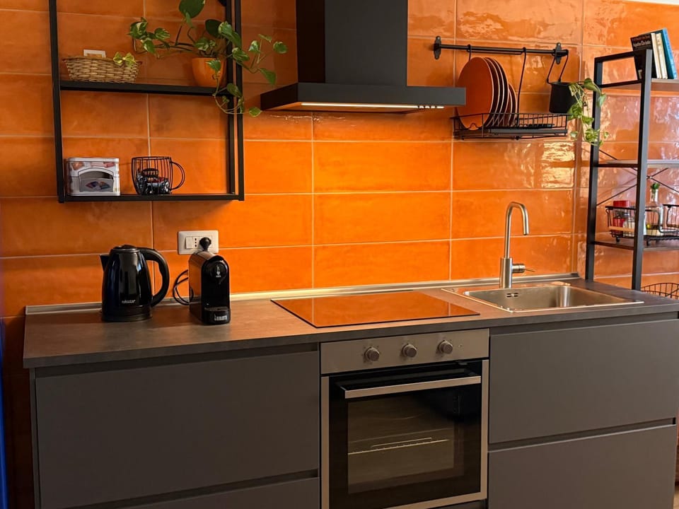 Coffee/tea facilities, Kitchen or kitchenette, oven, stove