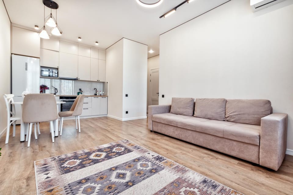 Kitchen or kitchenette, Living room, Seating area, Dining area, minibar, oven, pet friendly, stove