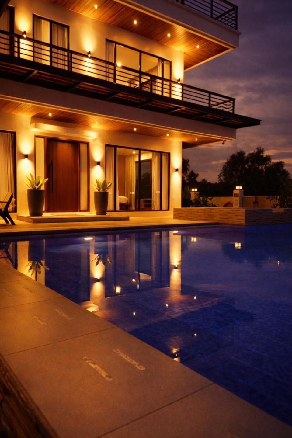 Property building, Night, Pool view, Swimming pool