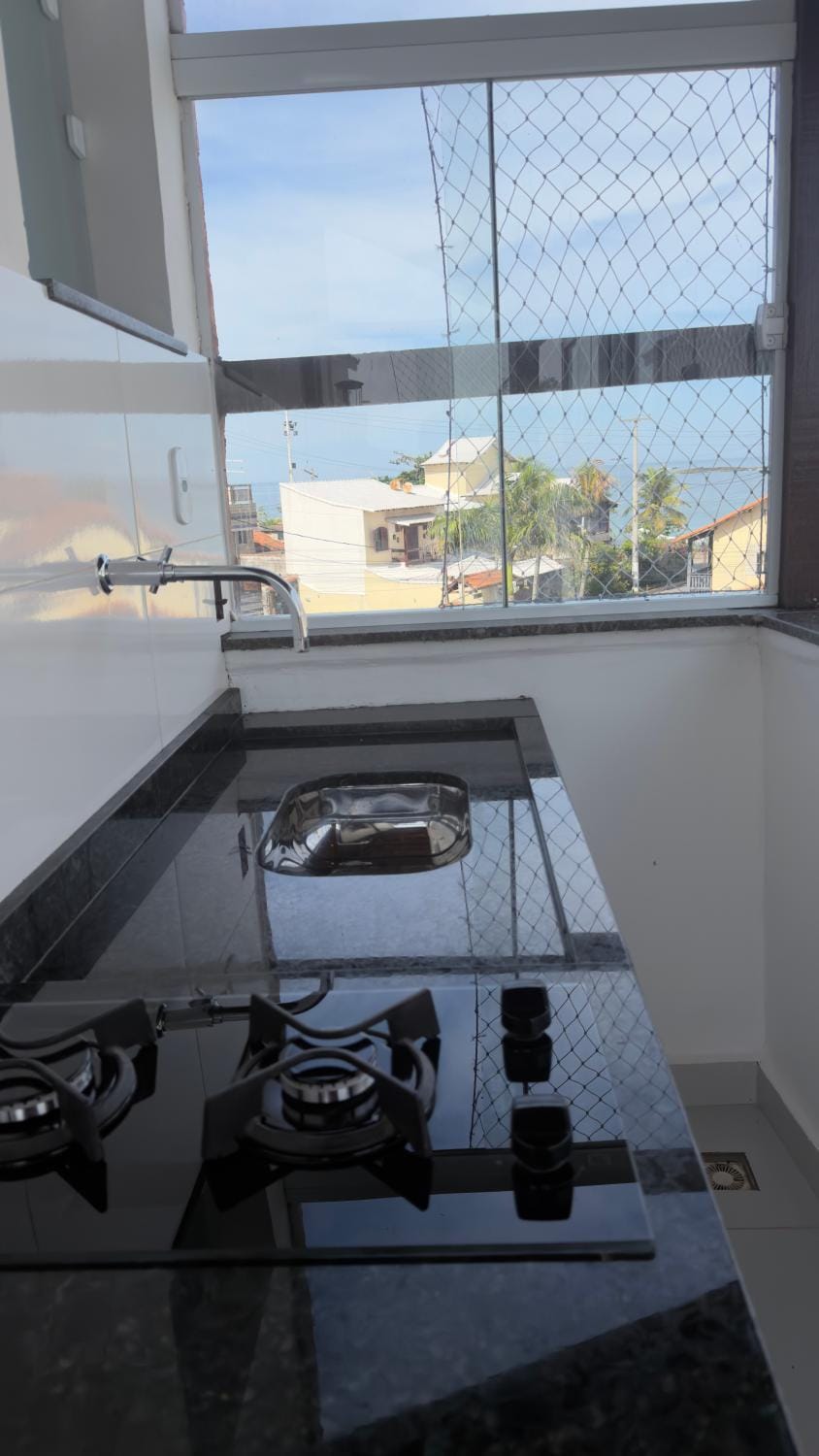 Kitchen or kitchenette, stove