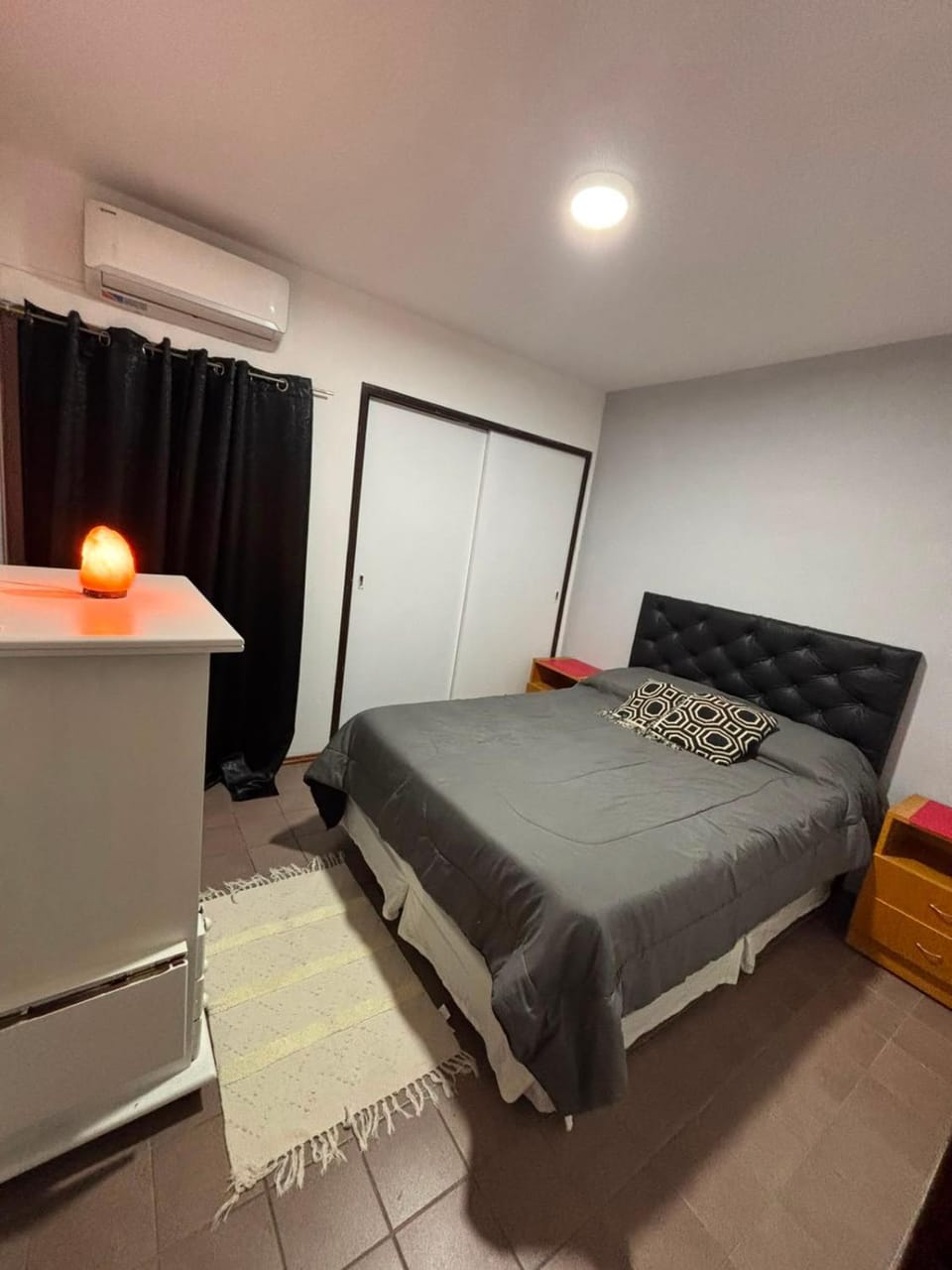 Bed, wardrobe