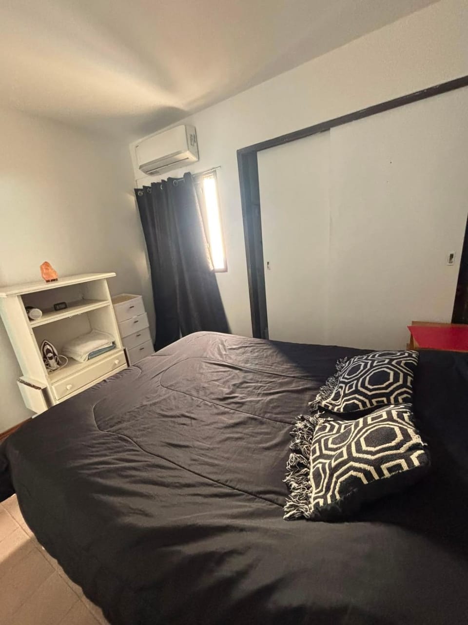 Bed, wardrobe, air conditioner