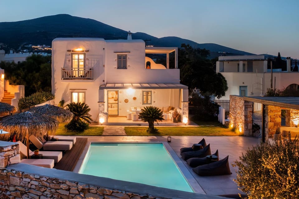 Property building, Patio, Day, Night, Natural landscape, Mountain view, Pool view, Swimming pool, sunbed