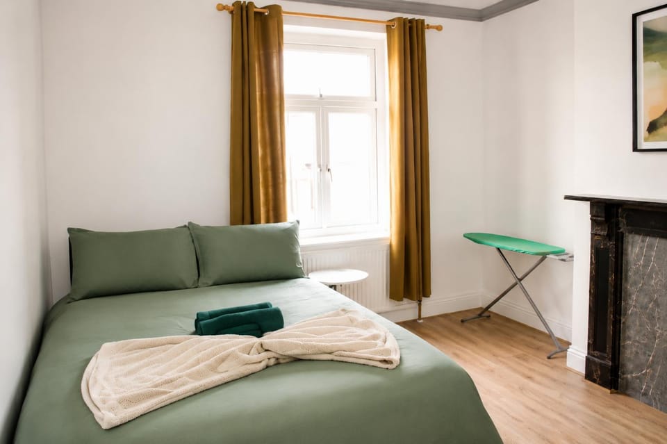 Bed, Bedroom, flat iron, hair dryier, heating, towels