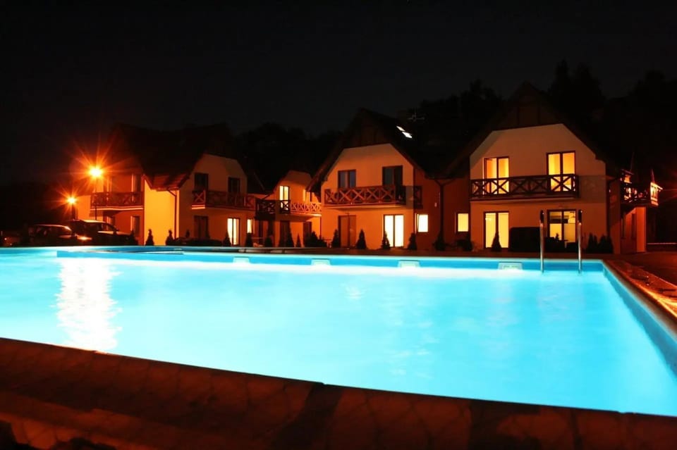 Night, Pool view, Swimming pool