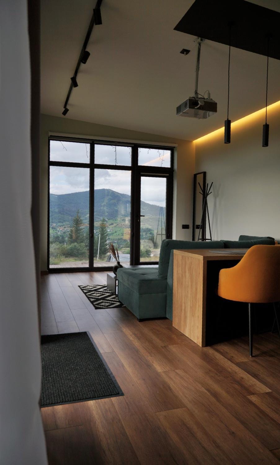 Living room, Seating area, Mountain view