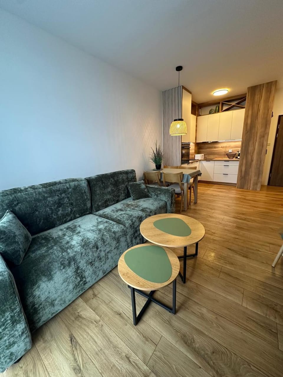 Kitchen or kitchenette, Living room, Seating area, Dining area