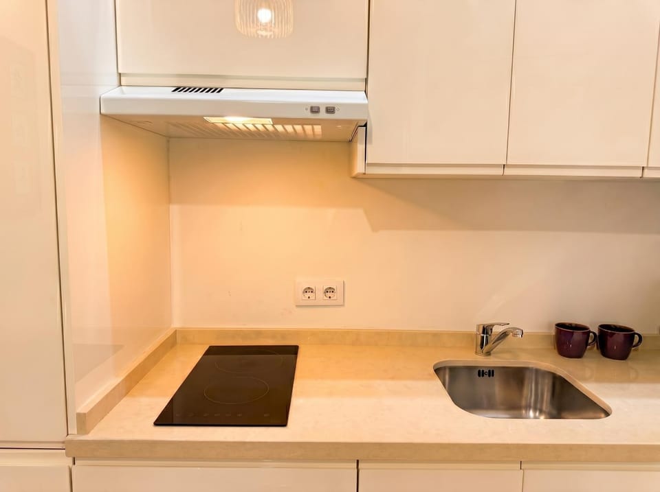 Kitchen or kitchenette, stove