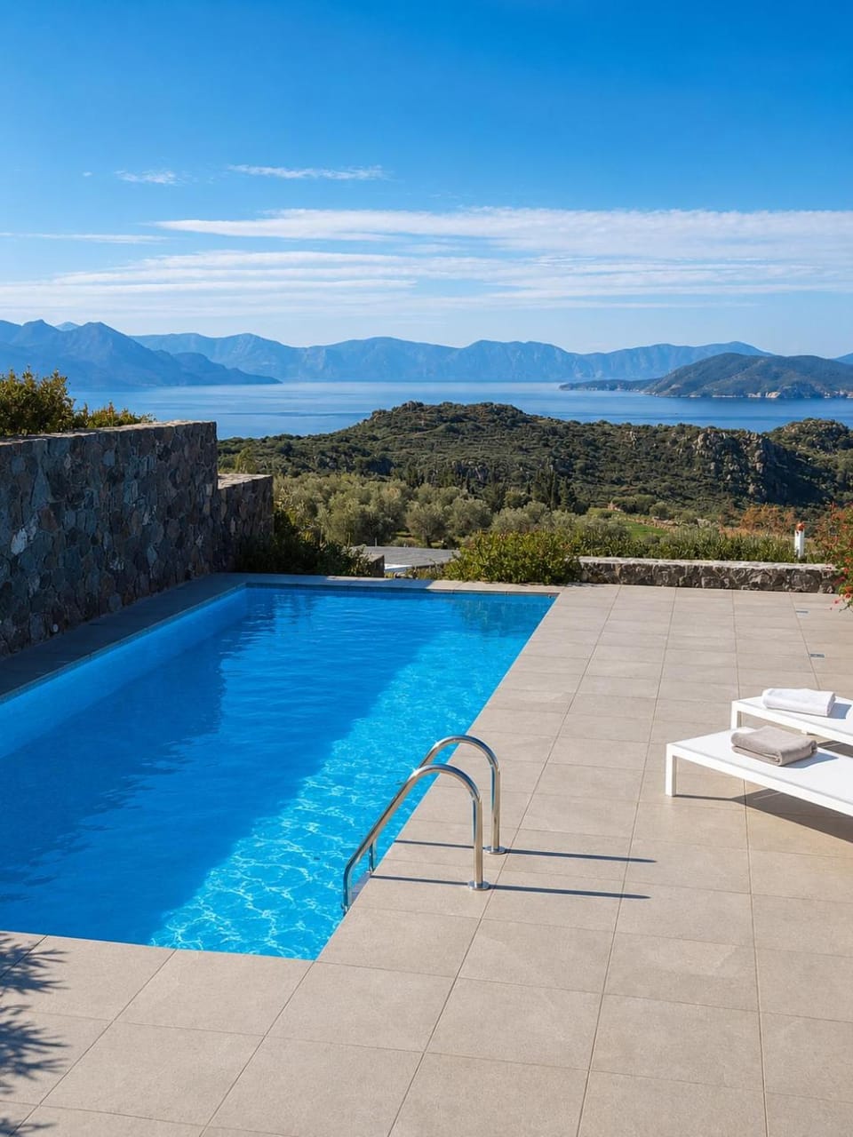 Patio, Natural landscape, Pool view, Sea view, Swimming pool