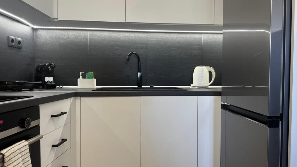 Kitchen or kitchenette, oven, stove, toaster