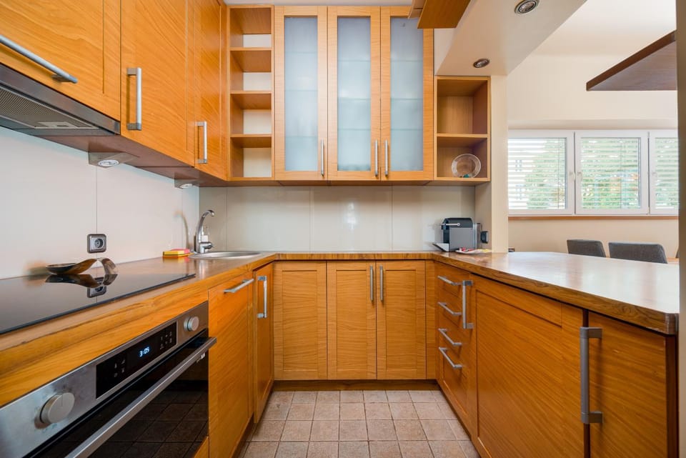 Kitchen or kitchenette, dishwasher, stove