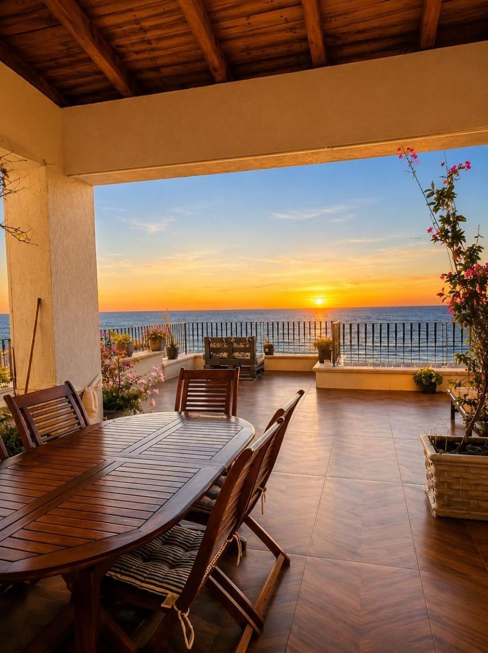 Patio, Sea view, Sunset