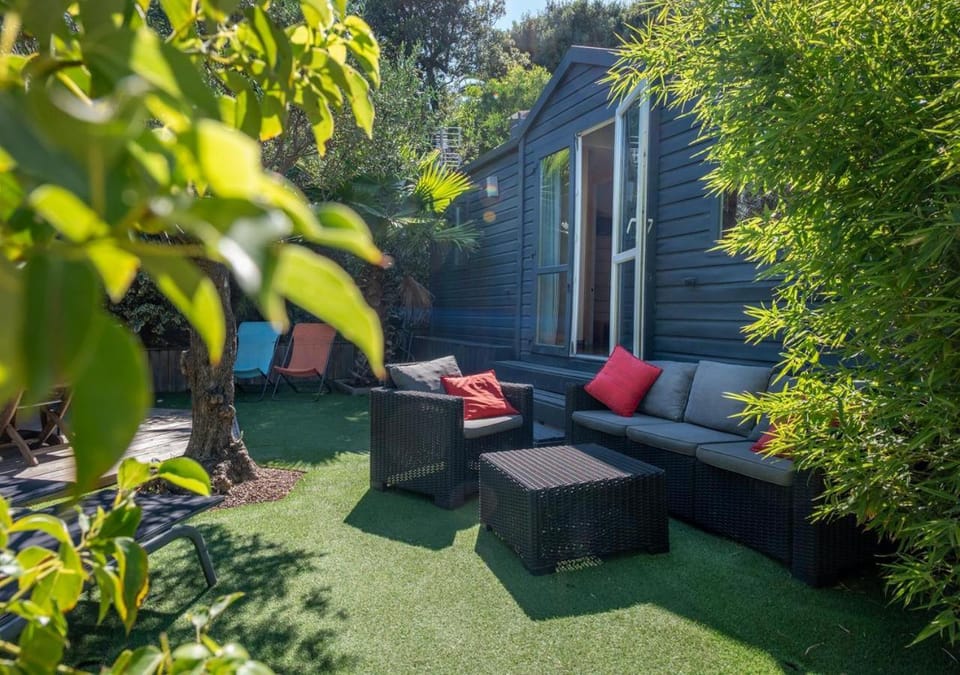 Property building, Patio, Garden, Garden, Living room, Seating area, Garden view, sunbed