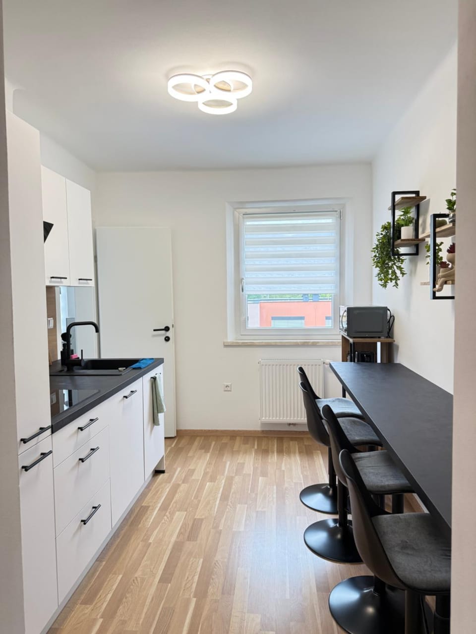 Kitchen or kitchenette, stove, kitchen