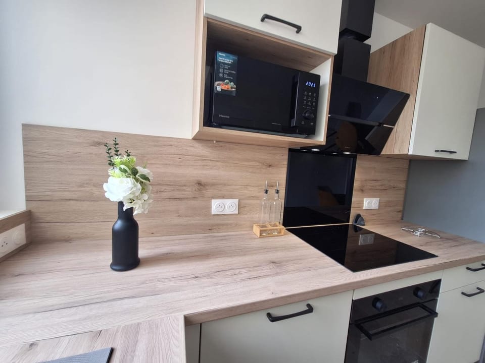 Kitchen or kitchenette, dishwasher, oven, stove