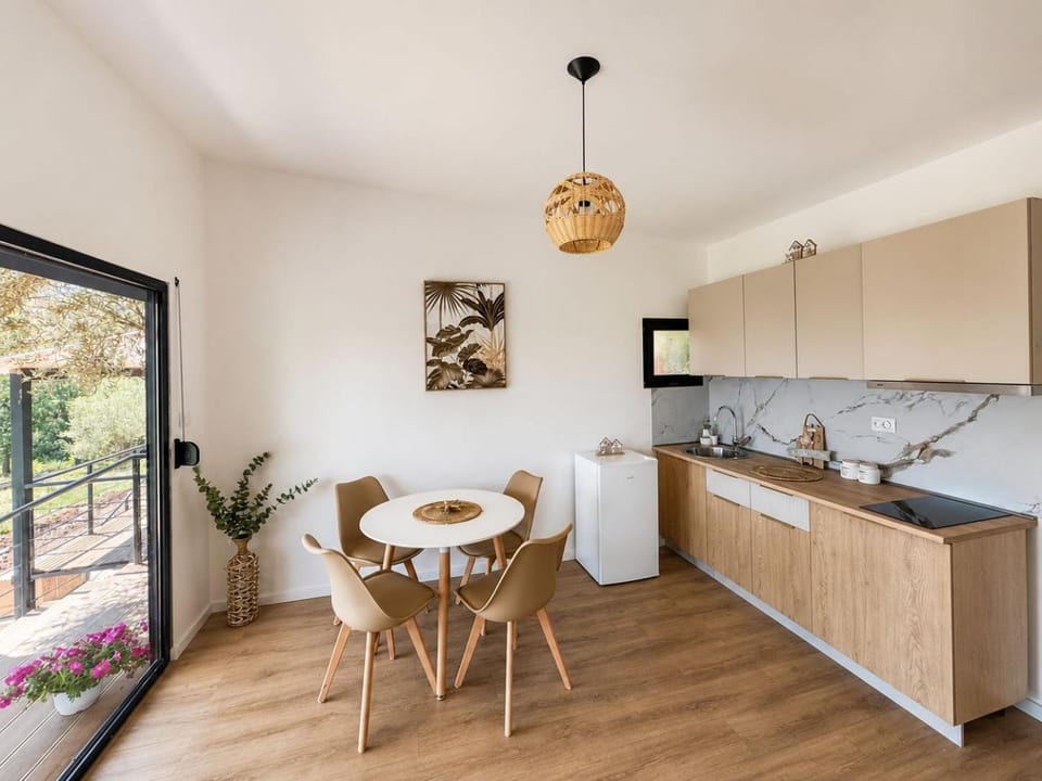 Kitchen or kitchenette, Dining area, stove