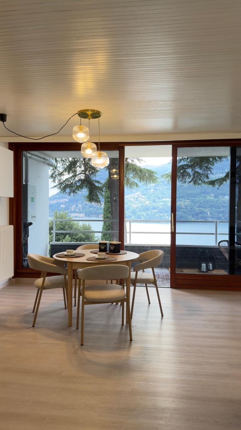 Living room, Seating area, Dining area, Lake view