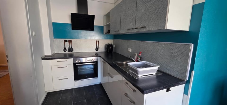 Kitchen or kitchenette, dishwasher, oven, stove