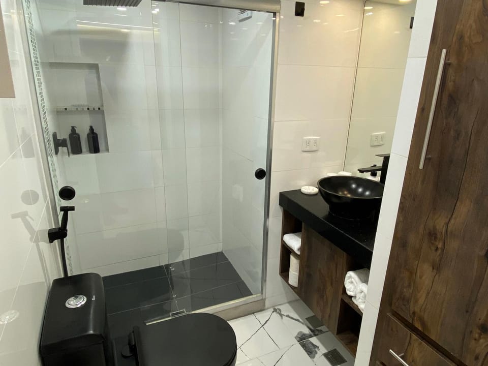 Bathroom, hair dryier, towels