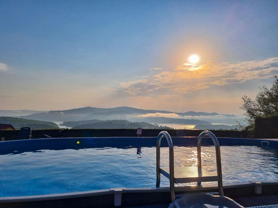 Mountain view, Swimming pool, Sunrise