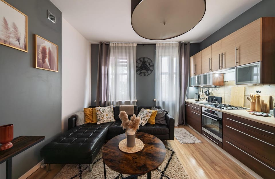 Kitchen or kitchenette, Living room, stove
