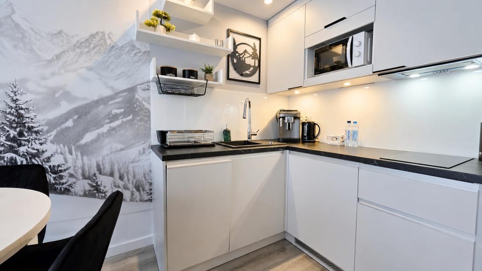 Coffee/tea facilities, Kitchen or kitchenette, oven, stove